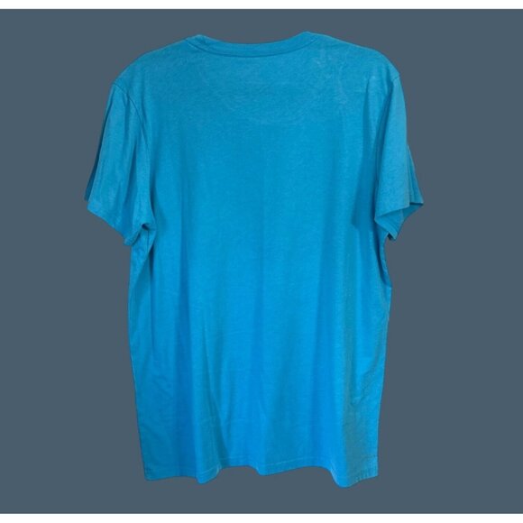 Adidas Blue Graphic Logo T-Shirt Size L 100% Cotton Casual Mens Tee - Picture 2 of 6